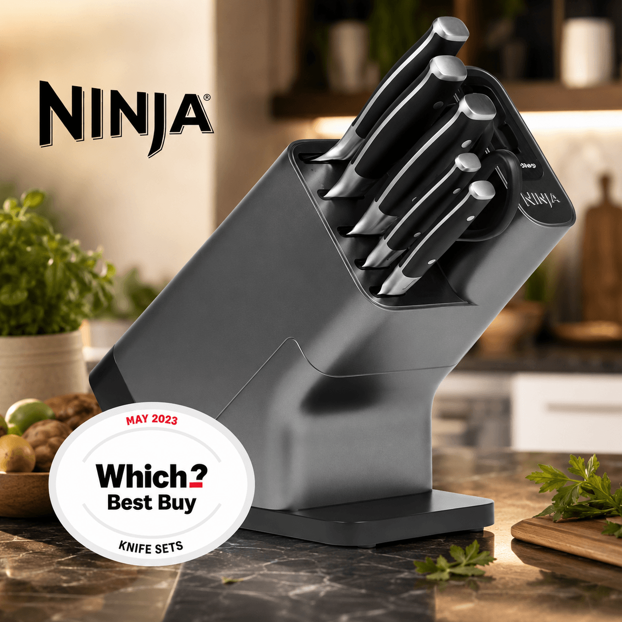 NINJA FOODI STAYSHARP KNIFE BLOCK INTEGRATED SHARPENER